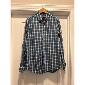 Vineyard Vines Classic Murray Shirt Mens Large Blue Green Pine Plaid 100% Cotton